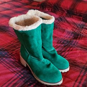Green swede like boots